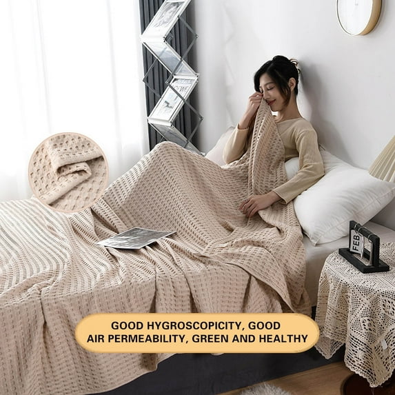 100% Cotton All-Season Soft Blanket 150x200cm - Lightweight, Breathable, Machine Washable, Classic Weave for Bed, Couch, Sofa - Cozy Home Decor Gift in Multiple Colors