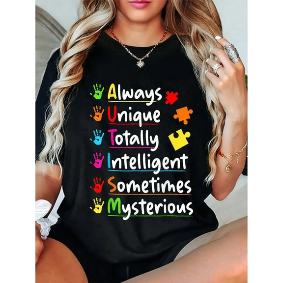 100% Cotton Always Unique Autistic Awareness Totally Intelligent T-Shirt