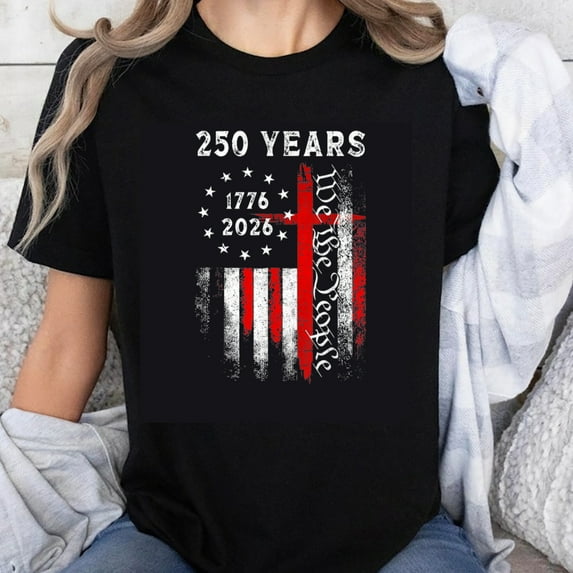 100% Cotton American Flag 250 Years 1776 2026 T-Shirt