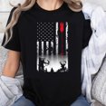 thumbnail image 1 of 100% Cotton American Flag Deer Hunting Bow Arrow Outdoor Wildlife Nature Forest USA Patriotic T-Shirt for Men Women, 1 of 5