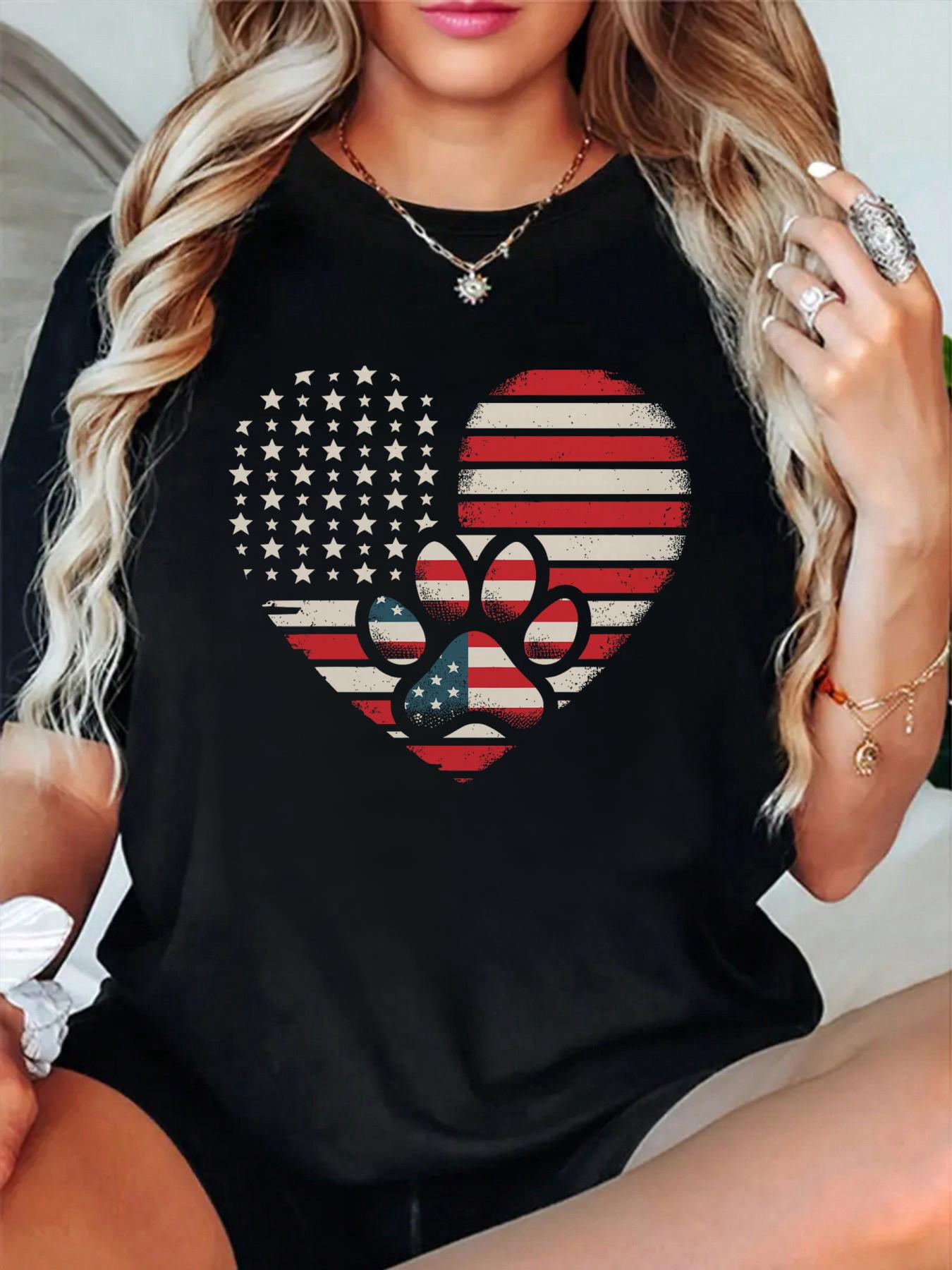 100% Cotton American Flag Patriotic Dog and Cat Paw Print 4th of July ...
