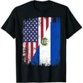 100 Cotton American Salvadorian Roots Half USA El Salvador Flags T