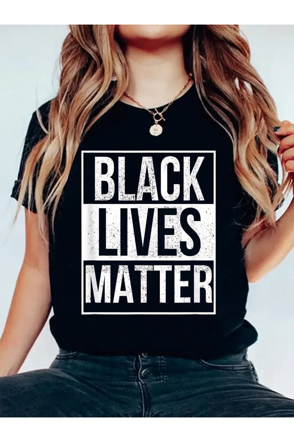 100% Cotton BLM T Shirt - Distressed Black Lives Matter T-Shirt Women's Graphic Tee Casual Tops