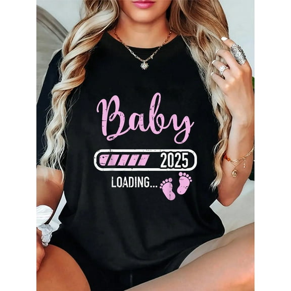 100% Cotton Baby Loading 2025 For Pregnancy Announcement T-Shirt