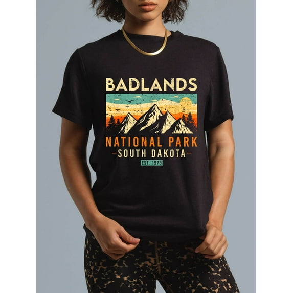 100% Cotton Badlands Est. 1978 Vintage Retro South Dakota National Park T-Shirt