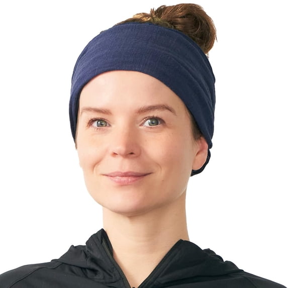 100% Cotton Bandana Headband for Women, Elastic Hair Wrap Scarf for Men, Navy Large