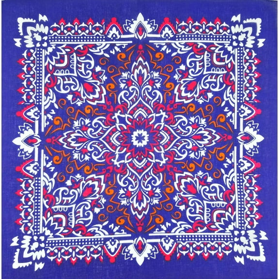 100% Cotton Bandanas Head Wrap Bandana Scarf Face Covering Face Cover Paisley Blue Orange White Red Western Floral