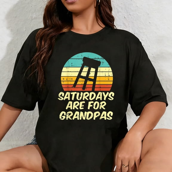 100% Cotton Barstool Saturdays Are For Grandpas Sunset Retro Fathers Day T-Shirt
