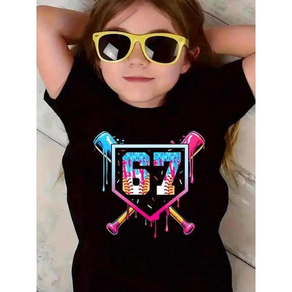 100% Cotton Baseball Ice Cream Drip Number 67 Player 67th Birthday Kid T-Shirt Graphic T-shirts for boys and girls