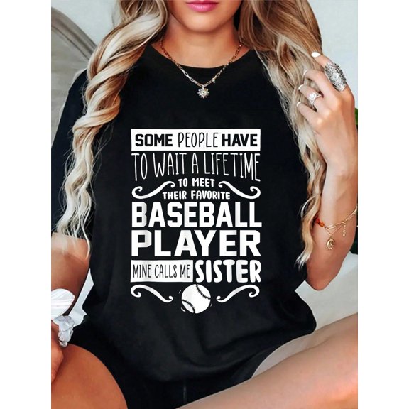 100% Cotton Baseball Player Sister Siblings Brother Baseball Enthusiast T-Shirt