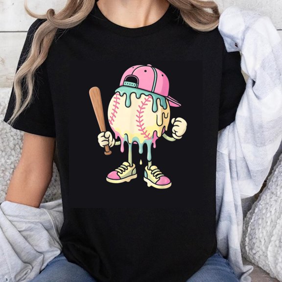 100% Cotton Baseball With Cap And Bat T-Shirt