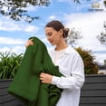 thumbnail image 1 of 100% Cotton Basket Weave Thermal Bed Blanket Breathable Soft Layering All Season Medium Weight 90''X90'' - Hunter Green, 1 of 5