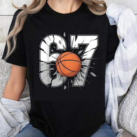 100% Cotton Basketball Jersey Shirt with Number 67 Design for Men Women Sports Fan T-Shirt Casual Wear Gift Idea
