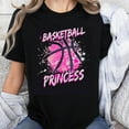 thumbnail image 1 of 100% Cotton Basketball Princess T-Shirt for Women Girls Pink Basketball Design Sporty Casual Tee Shirt Gift for Basketball Lover, 1 of 5