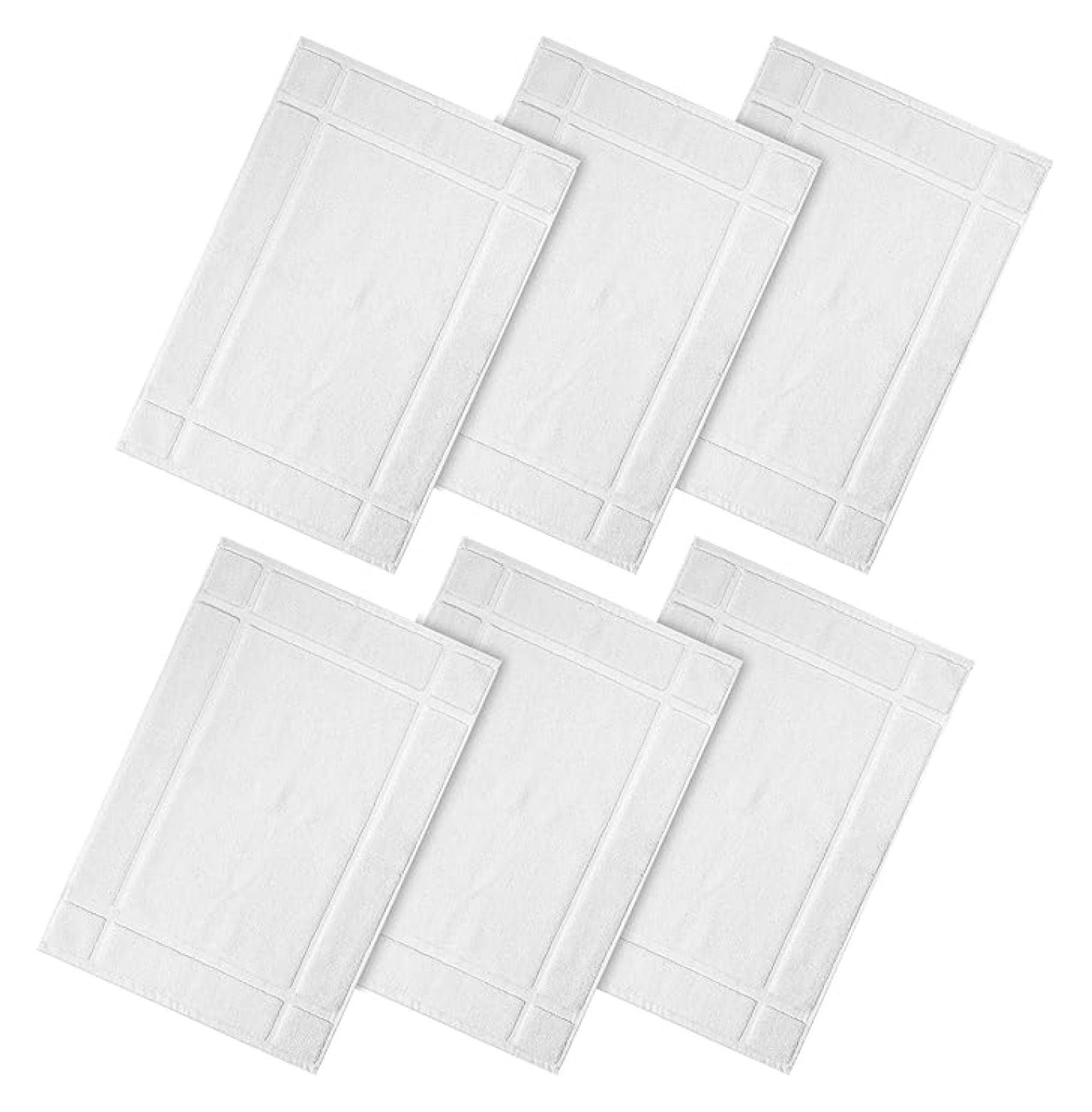 100% Cotton Bath Mats 24 x 17 Inches, Quick Dry, 1350 GSM Banded Border Shower Bathroom Floor Mat, Not Bathroom Rug - White, Pack of 6