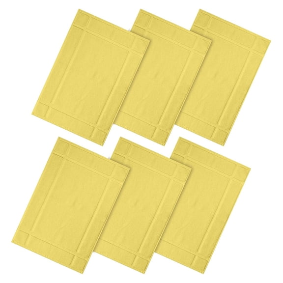 100% Cotton Bath Mats 34 x 20 Inches, Quick Dry, 1350 GSM Banded Border Shower Bathroom Floor Mat, Not Bathroom Rug - Yellow, Pack of 6