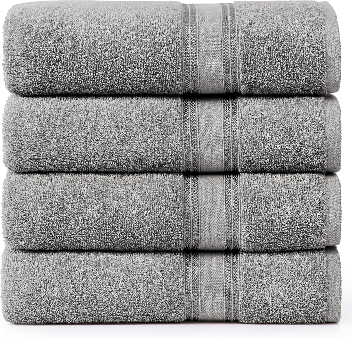 100% Cotton Bath Sheets Set of 4 (35"x66") - Zero Twist Cotton Extra Large Bath Towels Sets - Quick Dry, Soft & Absorbent Oversized Grey Towels Set - Pre Shrunk, Fade Resistant - Space Grey