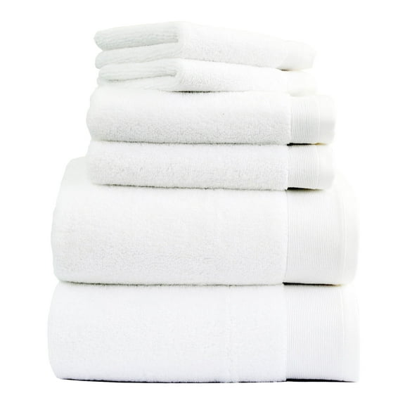 100% Cotton Bath Towels - 6 Piece Set, Extra Soft & Fluffy, Bath Towel Set - 2 Bathroom Towels, 2 Hand Towels & 2 Washcloths - White