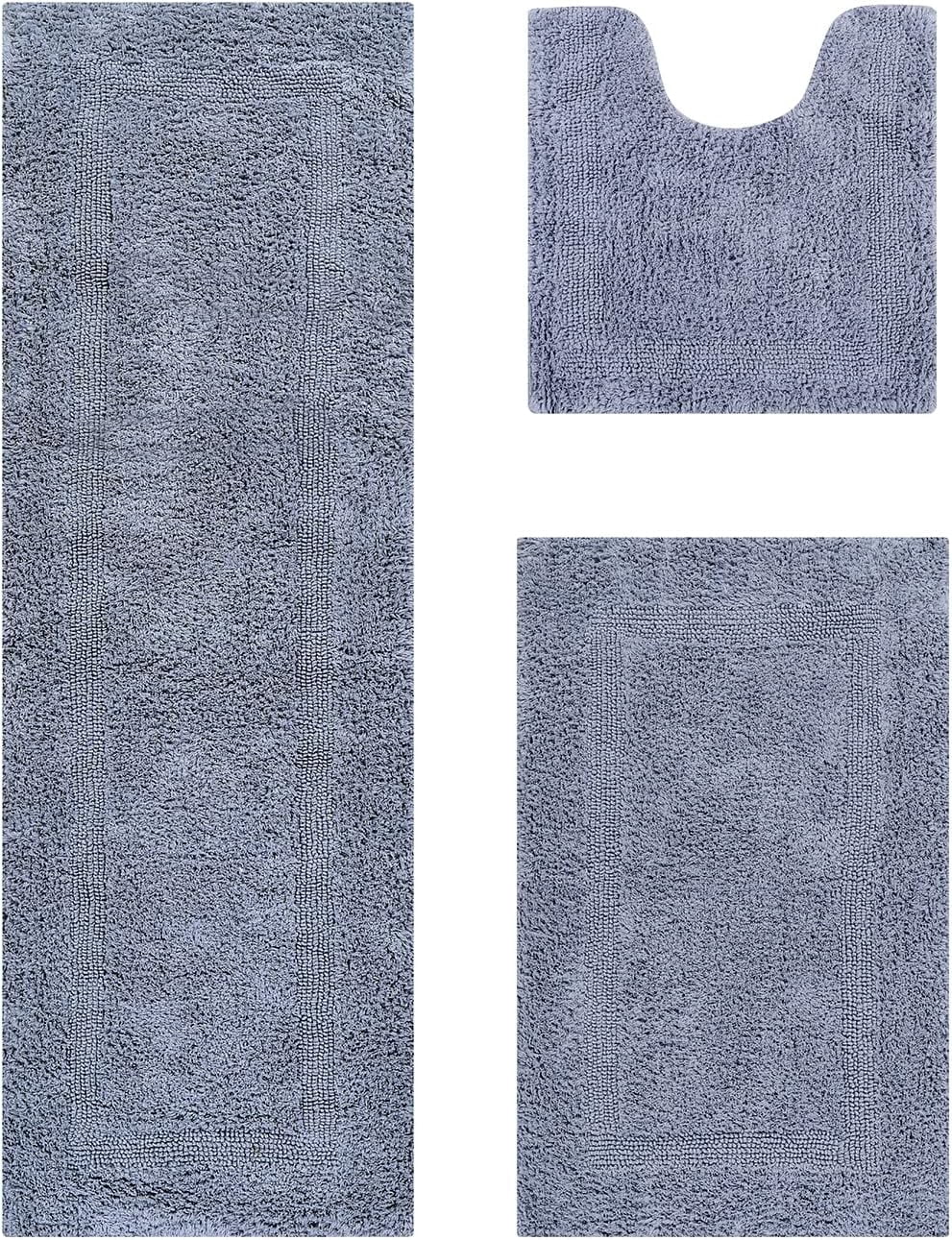 100% Cotton Bathroom Rugs Set, Ultra Soft Tufted Bath Mat, Machine ...