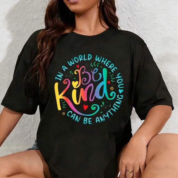 100% Cotton Be Kind Positive Quote Choose Kindness Floral Men Women Kids T-Shirt