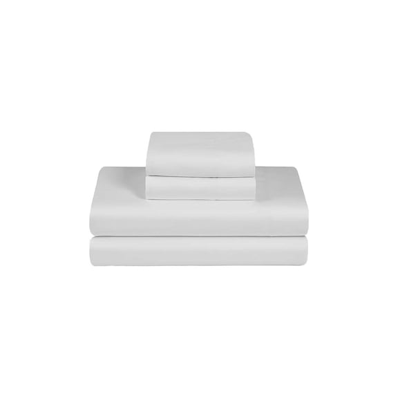 100% Cotton Bed Sheet Set - Crisp and Cooling 200TC Percale Weave, Soft Breathable, 4 Piece Bedding Set, Deep Pocket with All-Around Elastic, (Queen, Light Grey)
