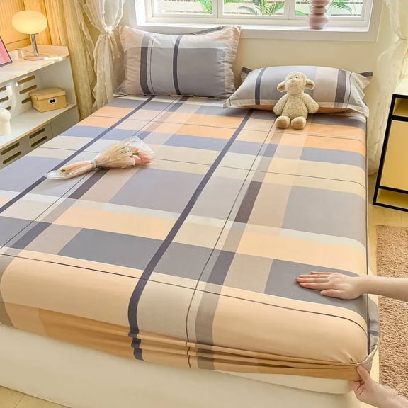 100%Cotton Bed Sheet on Elastic Cute Dinosaur Printed Mattress Cover for Kids Cartoon Pure Cotton Bed Linen (without pillowcase)