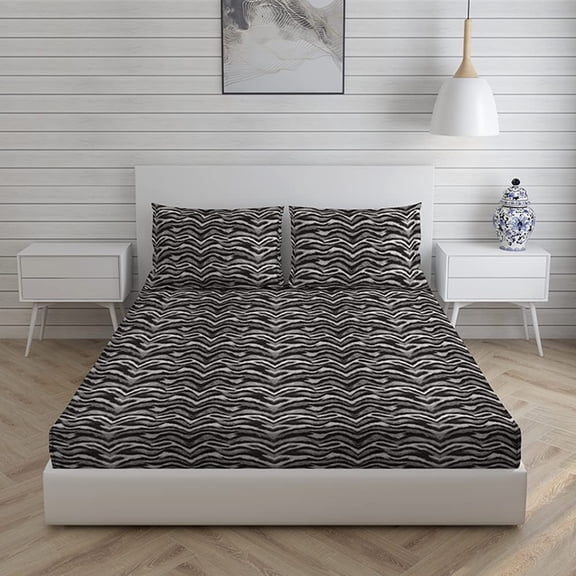 100% Cotton Bedsheet Set For Double Bed - 88 X 100 Inches, Black | 1 Double Bed Sheet & 2 Pillow Covers - Gift For Weddings Or Birthdays Queen Size