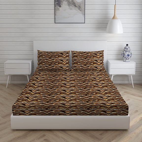 100% Cotton Bedsheet Set For Double Bed - 88 X 100 Inches, Brown | 1 Double Bed Sheet & 2 Pillow Covers - Gift For Weddings Or Birthdays Queen Size