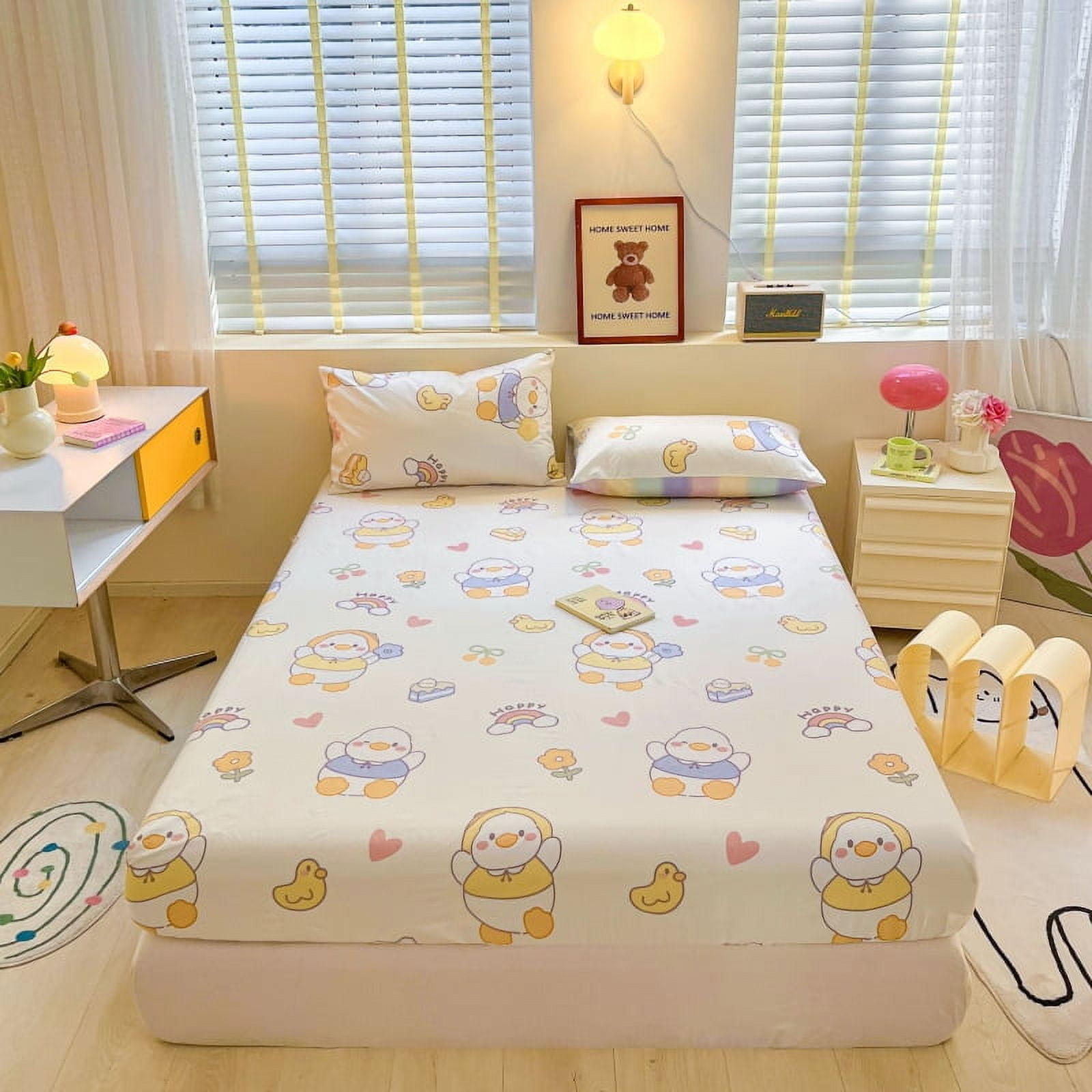100 Cotton Bedsheets Cartoon Style Fitted Sheet for Kids Room Skin