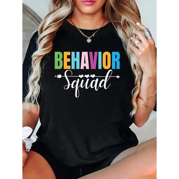 100% Cotton Behavior Squad ABA Therapist Therapy Behaviour Team RBT T-Shirt Women's Men's Graphic Tee Casual Tops
