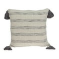 thumbnail image 1 of 100% Cotton Beige and Light Grey Striped Pillow Cover with Tassels, 1 of 3
