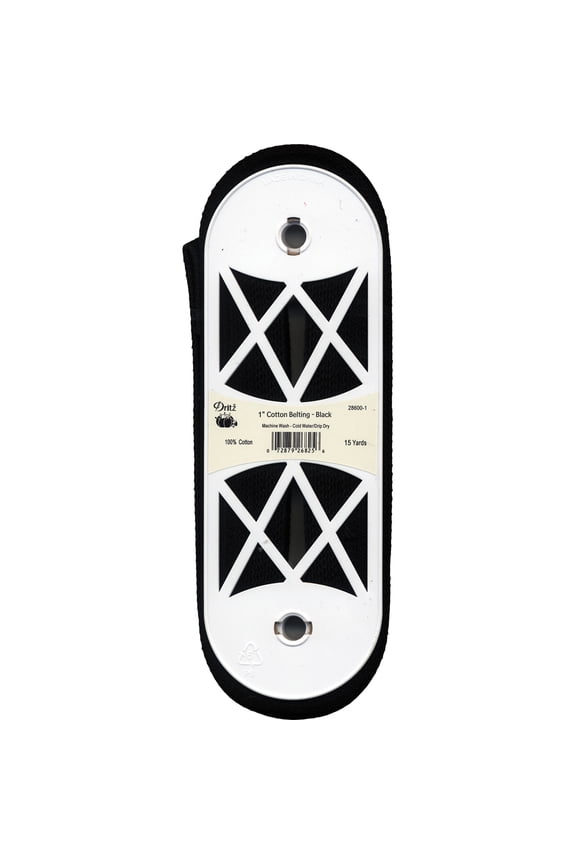 1" Cotton Belting for Straps and Handles, 15-Yards, Black