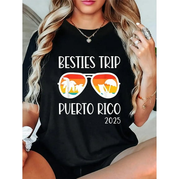 100% Cotton Besties Trip 2025 Puerto Rico Womens Weekend Summer Vacation T-Shirt