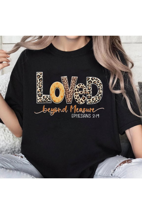 100% Cotton Beyond Measure Christian Women Leopard Cross T-Shirt