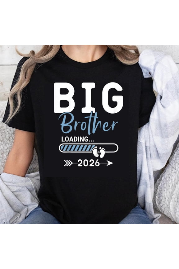 100% Cotton Big Brother Loading 2026 Pregnancy Announcement Shirt for Expecting Parents Family Baby Gender Reveal Gift Tees