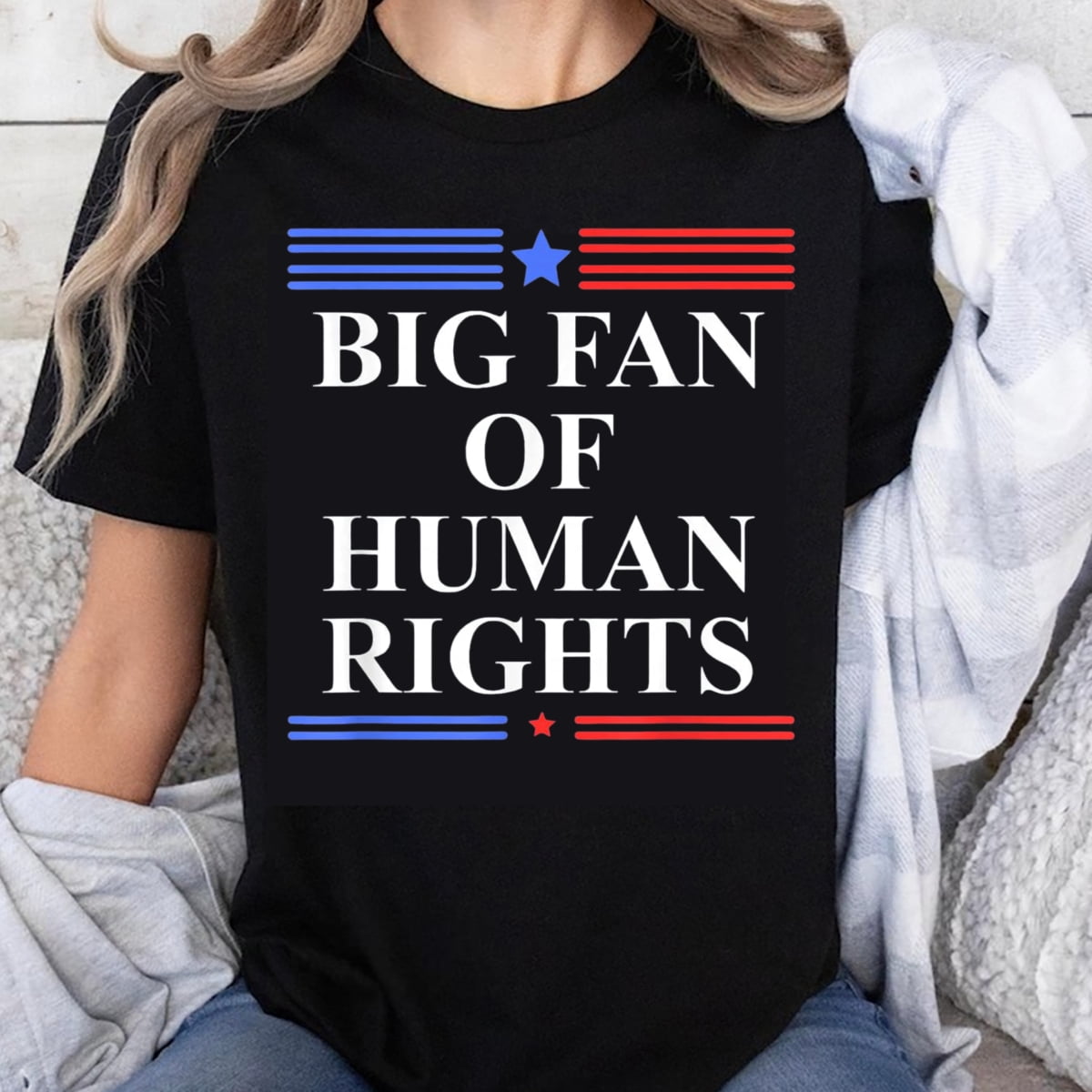 100% Cotton Big Fan of Human Rights T-Shirt for Women Men, Patriotic ...