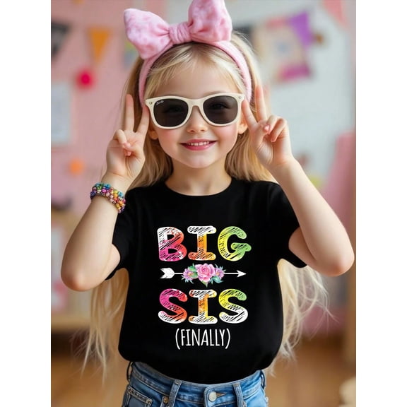 100% Cotton Big Sister Finally Shirt Girls Kids Toddlers Big Sis Premium Tri-Blend T-Shirt Graphic T-shirts for girls