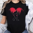 thumbnail image 1 of 100% Cotton Bigfoot In Love Heart Forest Design Unisex Funny Animal Valentine Gift T-Shirt, 1 of 5