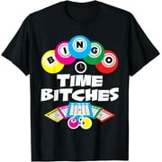 BODENSEE 100% Cotton Bingo Time Bitches Funny Bingo Player Game Lover Gift Humor T-Shirt