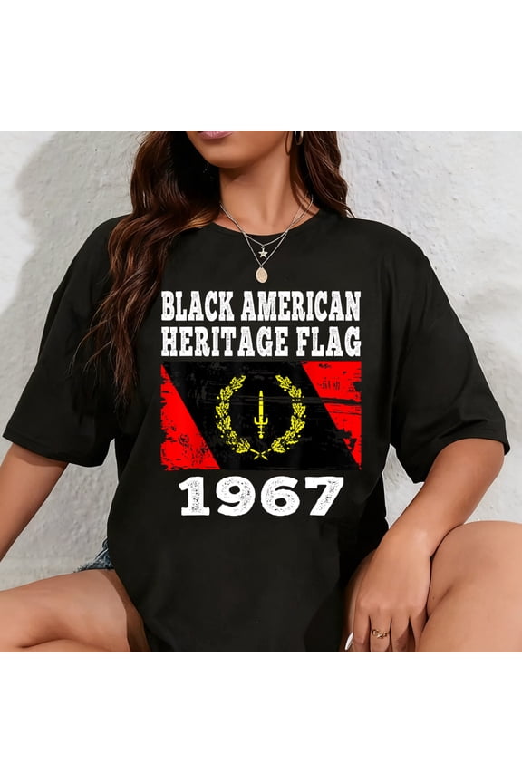 100% Cotton Black American Heritage Flag 1967 Vintage T-Shirt