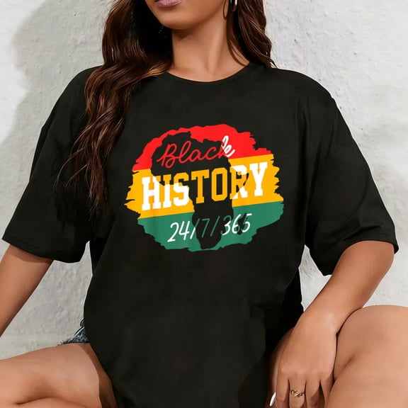 100% Cotton Black History Month 24 7 365 Melanin Pride African American T-Shirt