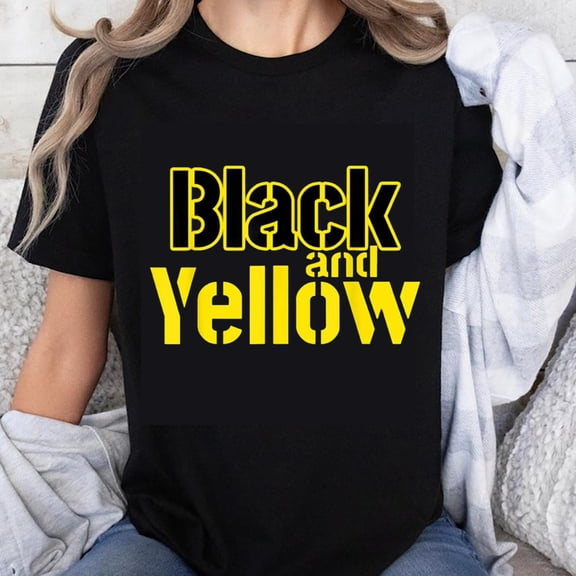 100% Cotton Black and Yellow T-Shirt Unisex Casual Graphic Tee Shirt for Men Women Streetwear Fashion Top Bold Color Design