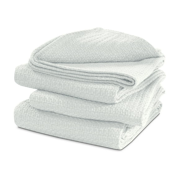 100% Cotton Blanket Basket Weave Stylish Design Soft Cozy Comfortable All Season Light Weight Spread Quilt Bed & Couch/Sofa IVORY TWIN Reversible,