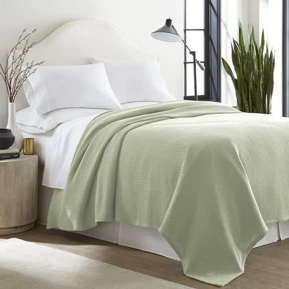 100% Cotton Blanket King Size Sage Soft Lightweight Breathable 108 x 90 inches