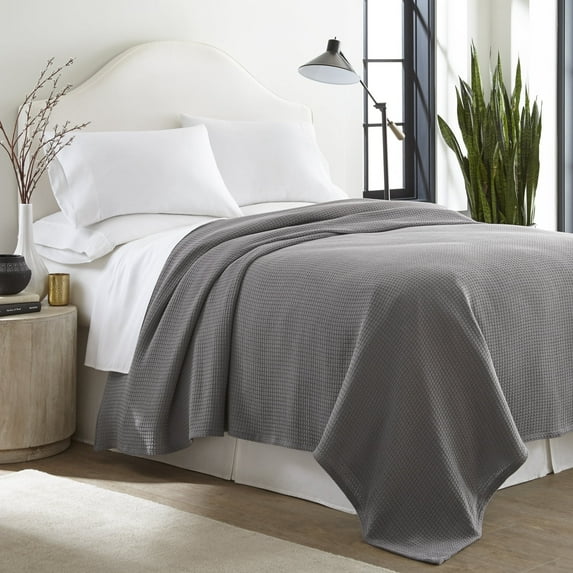 100% Cotton Blanket Queen Size Gray Soft Lightweight Breathable 90 x 90 inches