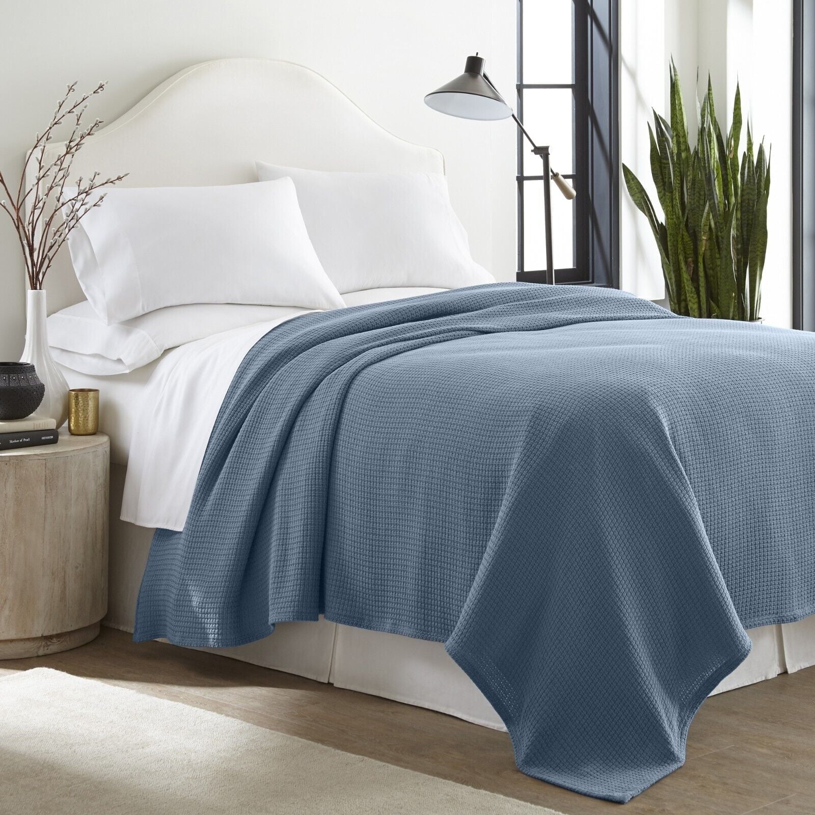100% Cotton Blanket Twin Size Blue Soft Lightweight