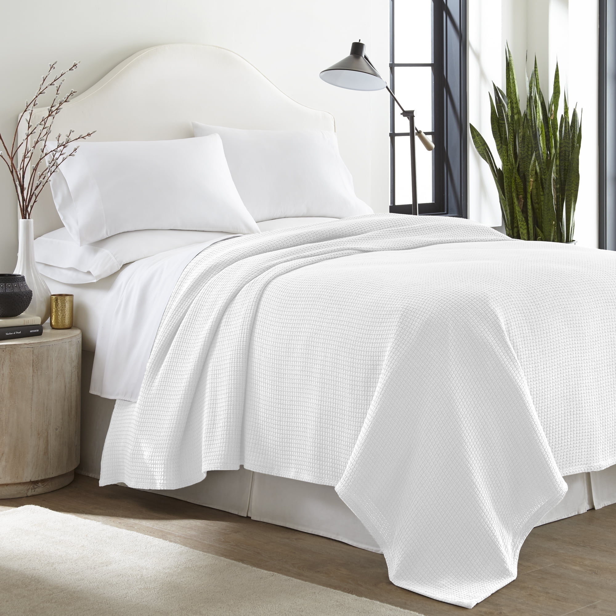 100% Cotton Blanket Twin Size White Soft Lightweight