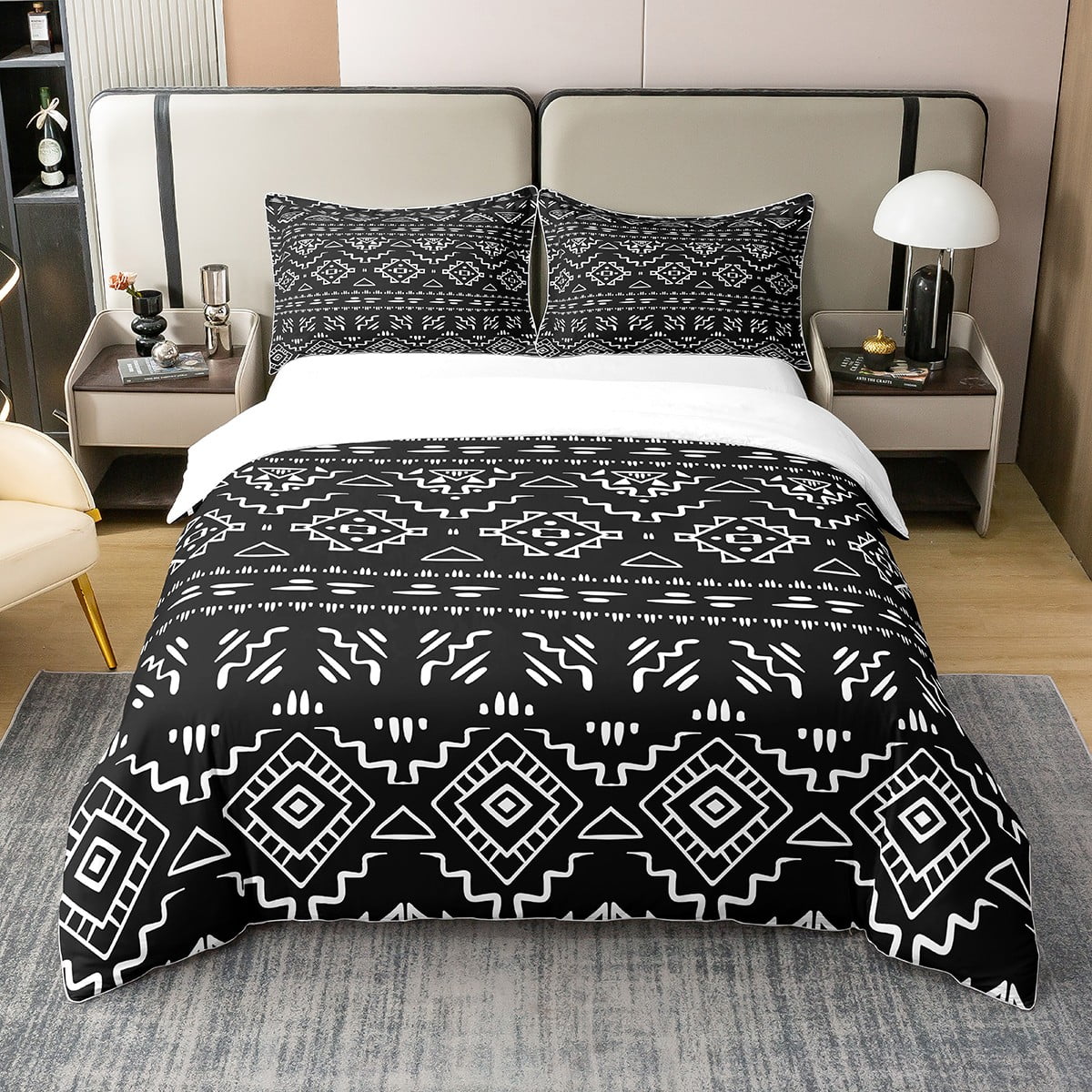 100 Cotton Boho Aztec Bedding Black White Bohemian Comforter Cover