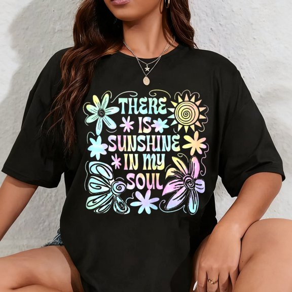 100% Cotton Boho Summer shirt, Sunshine in My Soul, Floral Summer Vibes T-Shirt