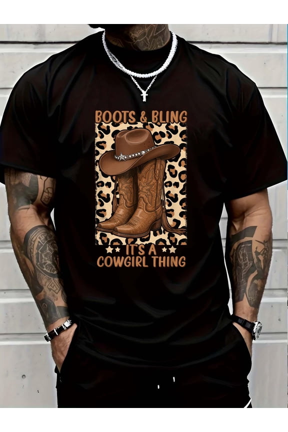 100% Cotton Boots and Bling its a Cowgirl Thing Rodeo Love Country Girls T-Shirt Graphic T-shirts for men and women